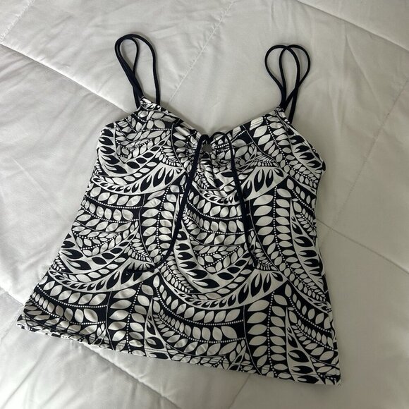 Anne Cole Other - Anne Cole Swim Top Tankini Size Small S Tropical Beach Summer Black White Padded